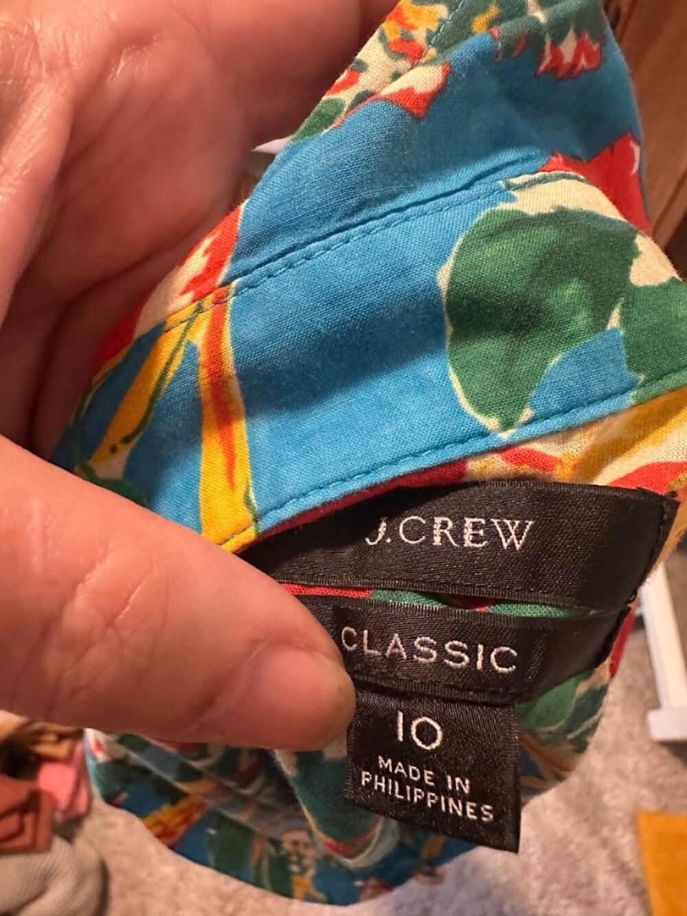 J. Crew Classic Ratti Bahama Cotton Floral Print Popover Shirt Size 10 - Picture 3 of 7